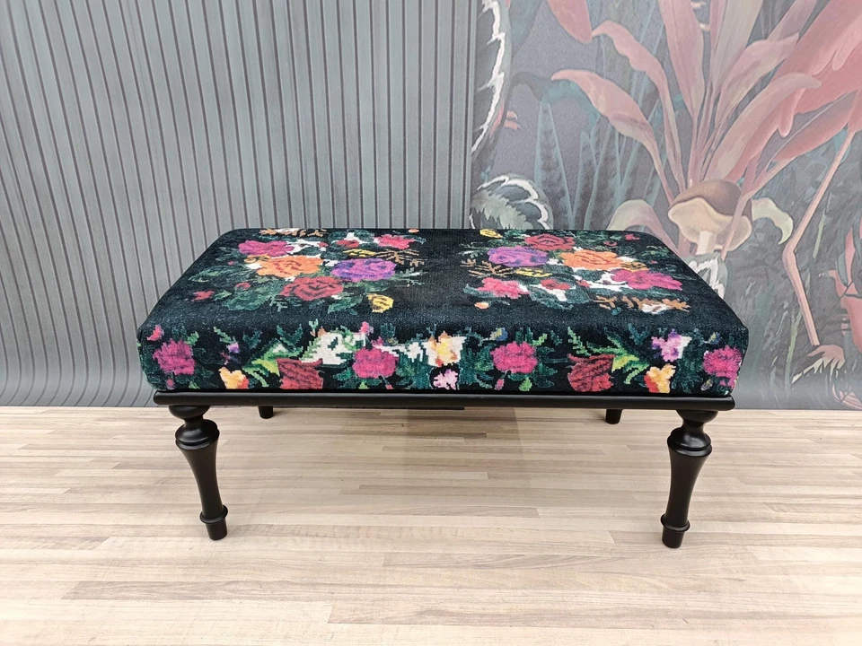 Floral Chair, Vanity Stool, Bedroom Furniture, Footstool Bench, Minimalist Bench - Image 3 of 4