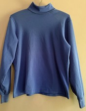 Vintage Women’s Lands End 100% Cotton Blue Turtleneck Made in USA Size Medium