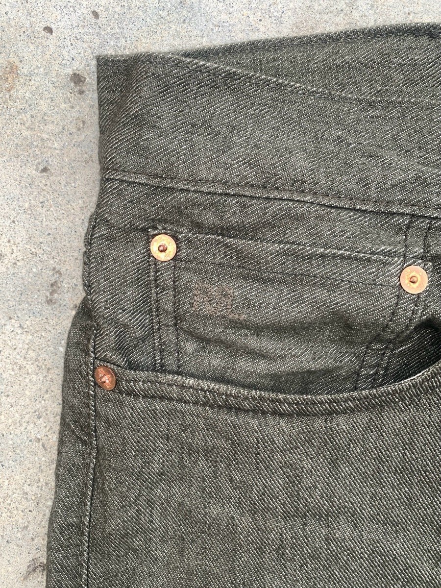 Double RL Vintage Five Pocket Selvedge Denim Olive Wash 33 X 32