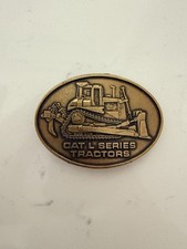 Cat Catterpillar L Series Tractor Brass Metal Belt Buckle 1982 Vintage Rare
