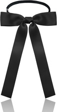 Western Bow Ties for Men Women, Black/Red Colonel Satin Ribbon String Bow Tie fo