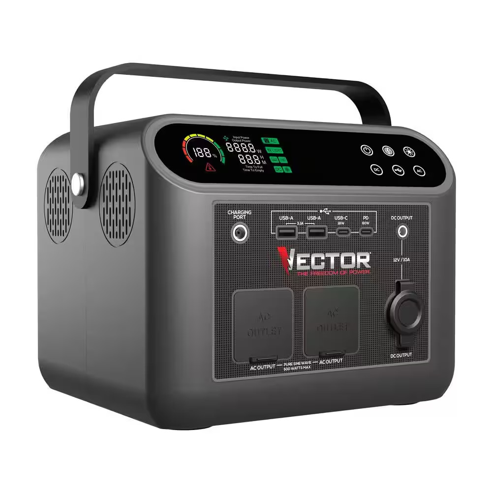 VECTOR VECLIPS4 500-Watt Portable Power Station With 444 WH Li-On Battery 22090₽