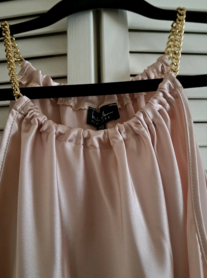 NICOLE MILLER COLOR CHAMPÁN CON CORREAS DE CADENA DORADAS, TALLA XL, NUEVO SIN ETIQUETAS Foto 2 de 4