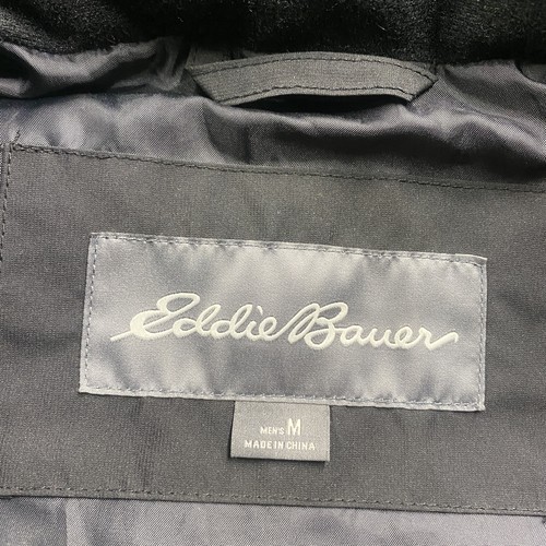 Vintage Eddie Bauer Vest Mens M Black Red Plaid Puffer Goose Down Full Zip Coat - Picture 5 of 8