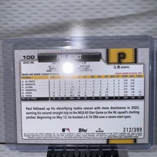 2026 topps baseball series 1 paul skenes Gold Glitter 212/399