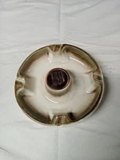 VTG Ceramic ASHTRAY "THE HYDE PARK NO.1900" Made in USA - Green - 8.5"W      