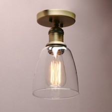 Image of Retro Industrial Flushmount Pendant Light Bell Glass Lampshade Fixture Fitting