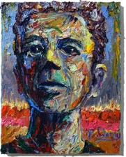 PORTRAIT OIL█PAINTING OUTSIDER IMPRESSIONIST ART█SIGNED ABSTRACT ORIGINAL MALE A