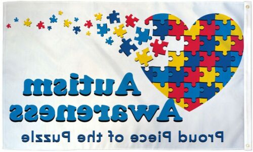 "AUTISM AWARENESS" flag 3x5 ft polyester banner sign proud piece of the puzzle - Picture 2 of 5