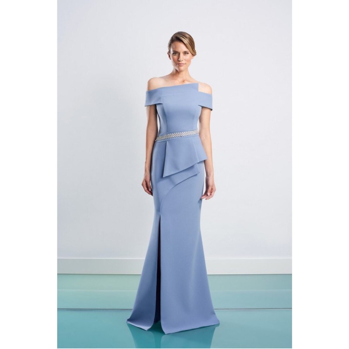 green emerald velvet dress R&M Richards 1367W Plus Size Long Formal Dress – The Dress Outlet main image 0