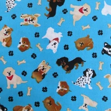 25" Long, Puppy Dogs, Timeless Treasures $3.99 Ships ANY Amount Of Cotton Fabric