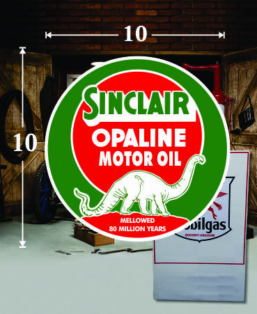 10" X 10" SINCLAIR OPALINE DINOSAUR OIL GAS VINYL DECAL LUBESTER OIL PUMP LUBSTE - Afbeelding 1 van 1