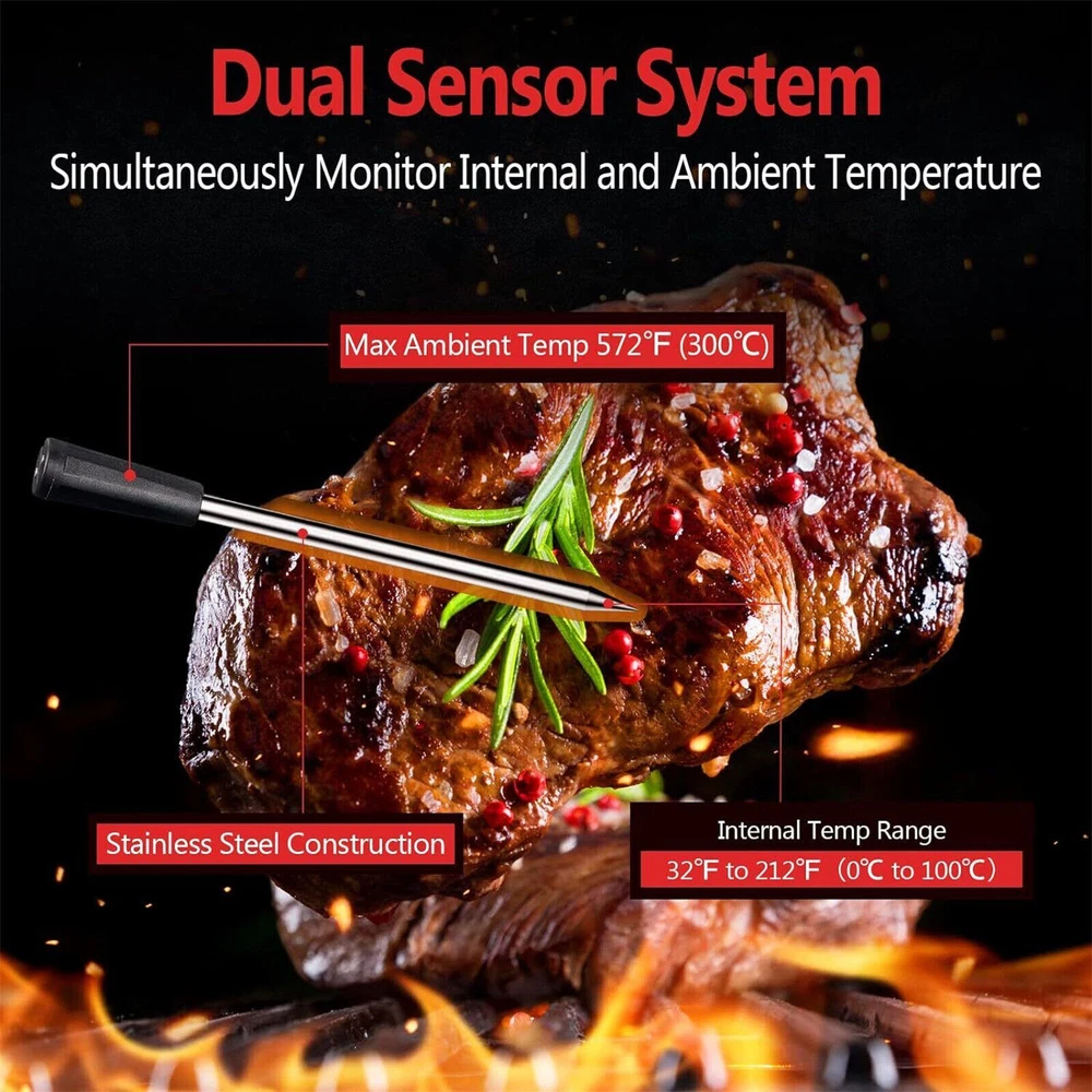 Smart Meat Thermometer with Bluetooth | 165ft Wireless Range - FAST SHIPPING