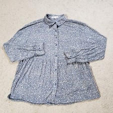 Frye Womens Monica Shirt M Blue Floral Peasan...