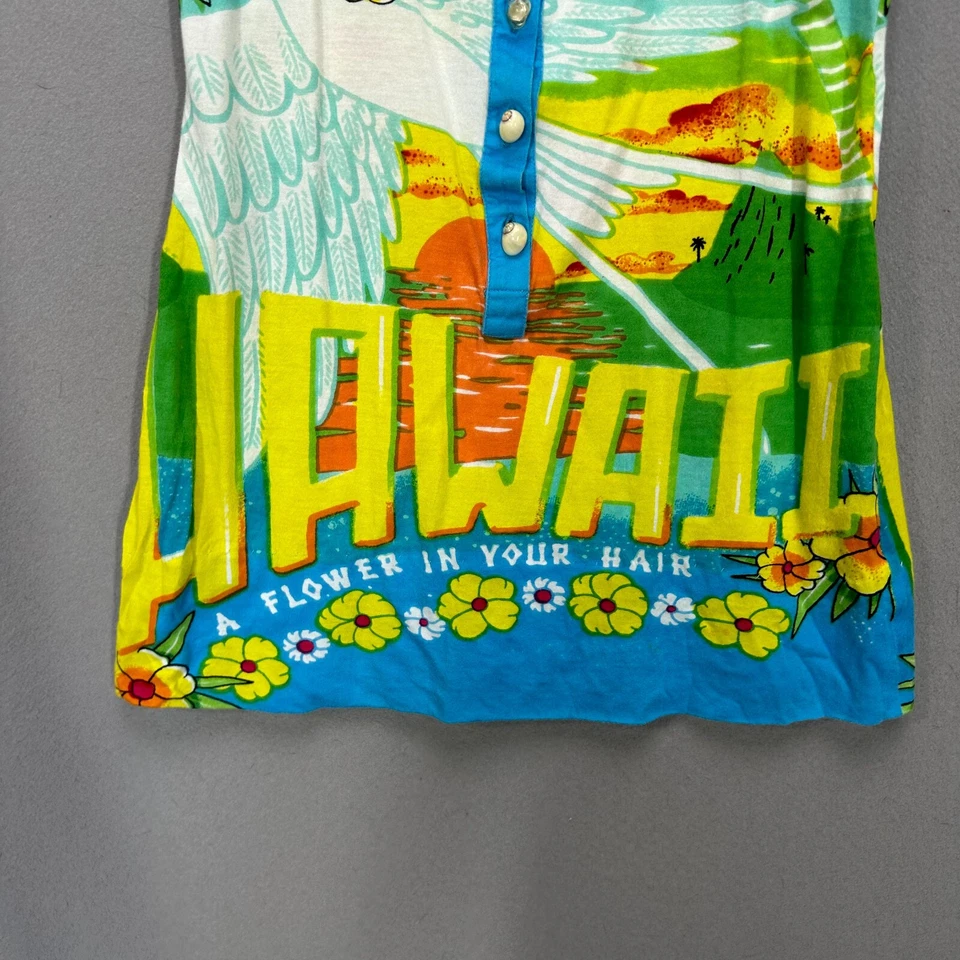 Camiseta sin mangas Custo Barcelona para mujer talla 2 Hawaii conchas marinas playa surf Y2K años 90 de colección Foto 2 de 4