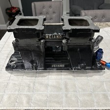 Vintage Weiand Tunnel Ram 2x4 Intake Manifold 5980 Dual Carb Bbc Chevy Big Blo
