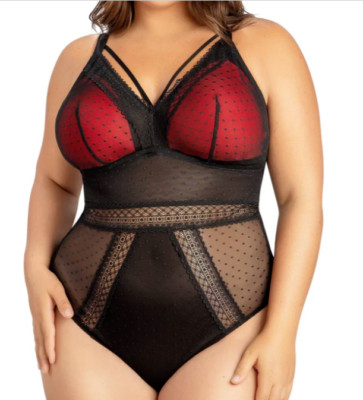 Parfait Mia Dot P6017 Spitzen Body 3XL PLUS Gr.80-95 I J K L - UK 36-42 G-HH Rot
