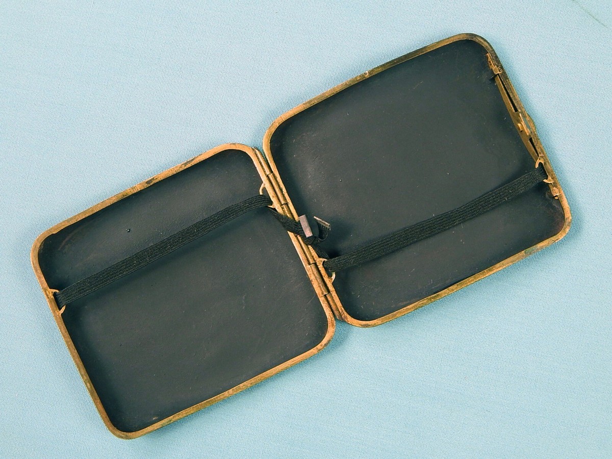 芸備銀行　保存袋　戦時中当時物 Vintage Post WW2 Japanese Japan Mixed Metal Cigarette Case