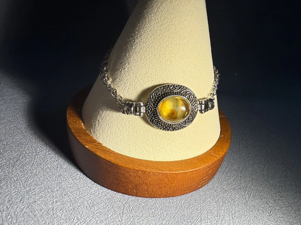 1 Piece Natural Baltic Amber  Adjustable Vintage Eye Bracelet - Image 4 of 4