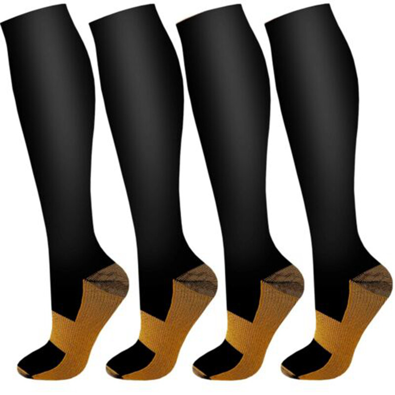 Mojo Compression Socks 20-30mmHg Wide Calf Copper Compression Stockings, Black