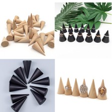 20/40 Pcs Wood Cone Ring Holder Durable Finger Jewelry Display Stand DIY Craft