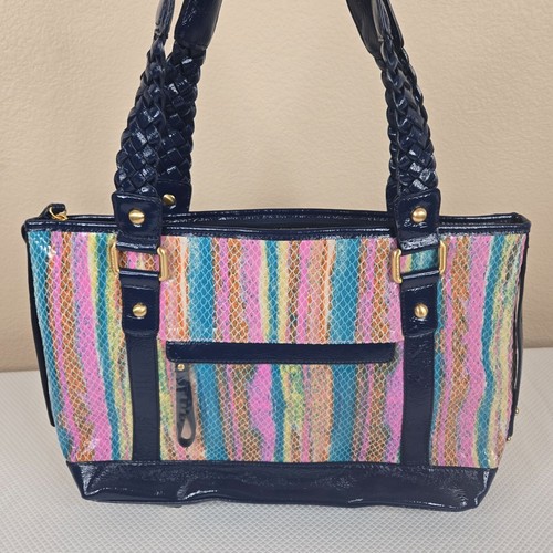 Sharif 1827 Shoulder Bag Blue Braided Handles Bonus Belt Bag Leather NEW - Picture 5 of 11
