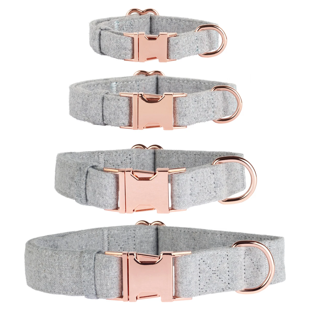 Thoroughbeds Grey Tweed Fleece u0026 Rose Gold Dog/Puppy Collar Adjustable  Buckle | eBay