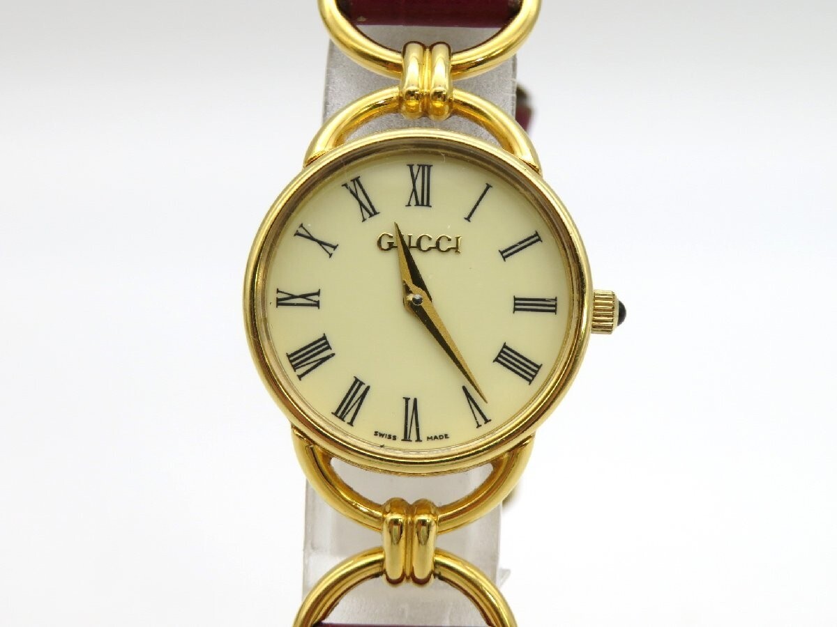 [Exc+5] GUCCI 6000.2.L Quartz White Dial Women's Watch Japan Used Working