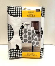 Way to Celebrate Harvest Peva Tablecloth  Houndstooth Pumpkins 60"-102"