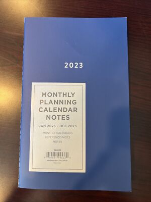 Blue Sky 2023 Blue Monthly Planning Calendar Notes Size (5in.x 8in.)- NEW
