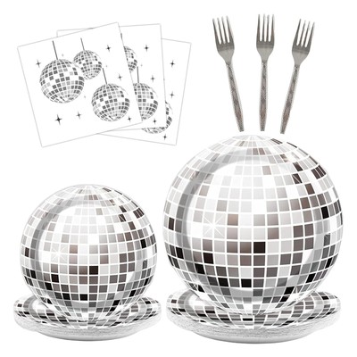 96PCS Disco Party Plates 70's Decorative Party Tableware Set Plates Cups Forks