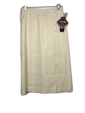 NOS JH Collectibles Women Cream Mid Calf A Line Skirt Size 10 Pleated Front New