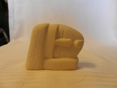 Cast Plaster Face Figurine Paper Weight, Off White Color 3'' x 4''