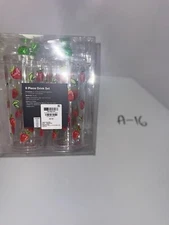 The Cellar 8 Piece Drink Set Strawberry Design Acrylic 4x 17.6 Oz Cups