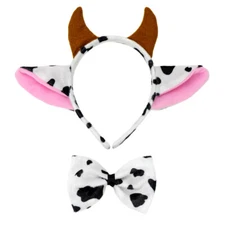 Cow Ears Headband & Bow Tie Costume Set (Pink) - Halloween Party Accessory Kit