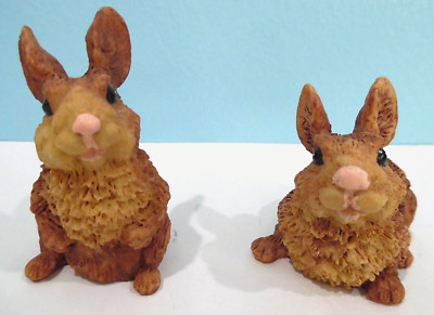 Easter Brown Bunny Rabbit Figures Resin 2'' & 2 5/8'' Tall