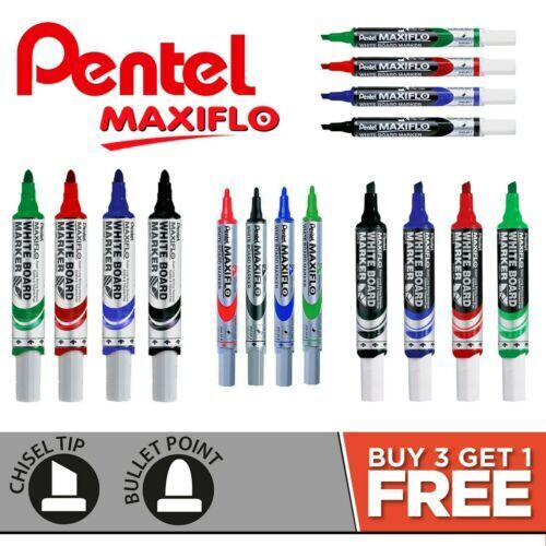 Pentel Maxiflo Dry Wipe - Fine / Medium - Bullet / Chisel Point - Single Marker - Picture 1 of 11
