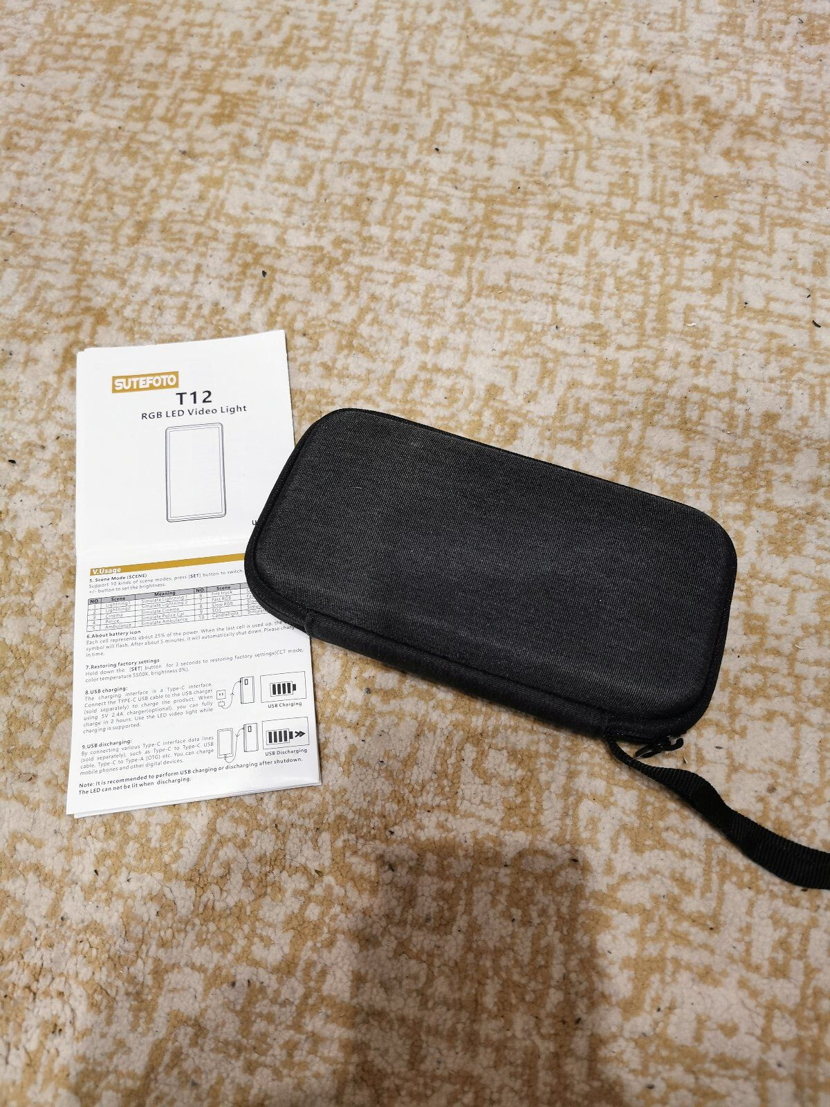 SuteFoto T12 Videoleuchte Lampe RGB LED inkl. Akku Neuwertig eBay