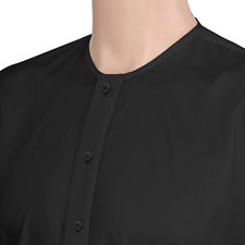 Men's Mandarin Black Collarless Grandad Round Neck Formal Wear 100 Cotton Shirt