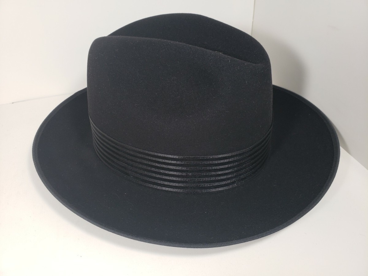 DOBBS STEVE HARVEY FUR FELT HAT CLASSIC FEDORA BLACK SIZE 6 3/4