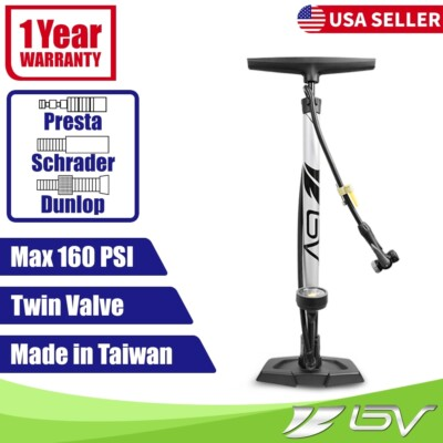 #ad #ad BV Bike Bicycle Pump Floor w Gauge Tire Ball Air Inflator Presta Schrader 160PSI $31.99