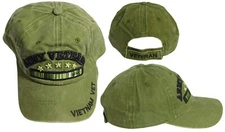 Army Vietnam Veteran Ribbon Olive Green Cotton Embroidered Cap Hat - Licensed