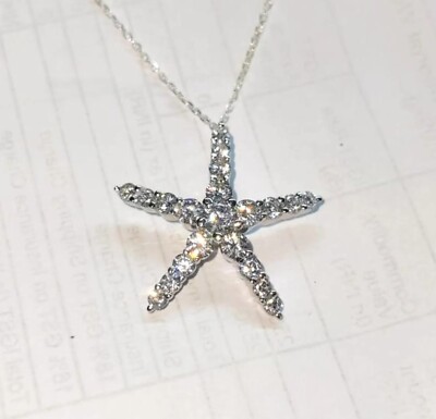 2.00Ct Round Cut Lab Created Diamond Star Pendant 14K White Gold Plated Silver