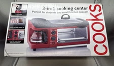 Cooks 3-in-1 Cooking Center Griddle, Toaster Oven, Coffee Pot RED-Works Great!