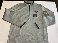Mossy Oak Pullover 1/4 Zip Mens Size Medium Black Logo Hunt Hunting Grey NEW