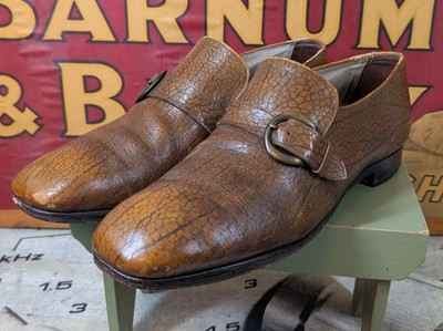 Nettleton Vintage Exotic Leather Monk Strap Size 10 1/2 D Made In USA Slip On