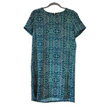 Adrienne Vittadini Dress Size 12 Green Retro Short Summer Geometric