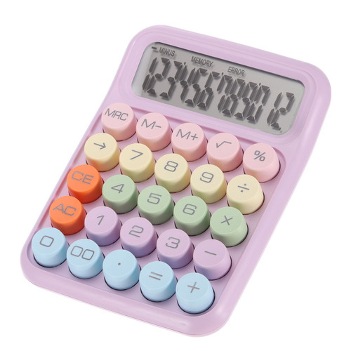 12 Digit Cute Mechanical Switch Calculator with LED Screen, Purple - Picture 1 of 5