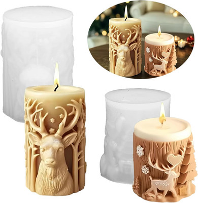 2 Stück Kerzenform Weihnachten, Kerzen Formen Silikon Weihnachten, 3D Kerzen Gie