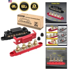 Power Distribution Bus Bar 4 Poles 6 Positions 48V 250A Panel Mount Red Black